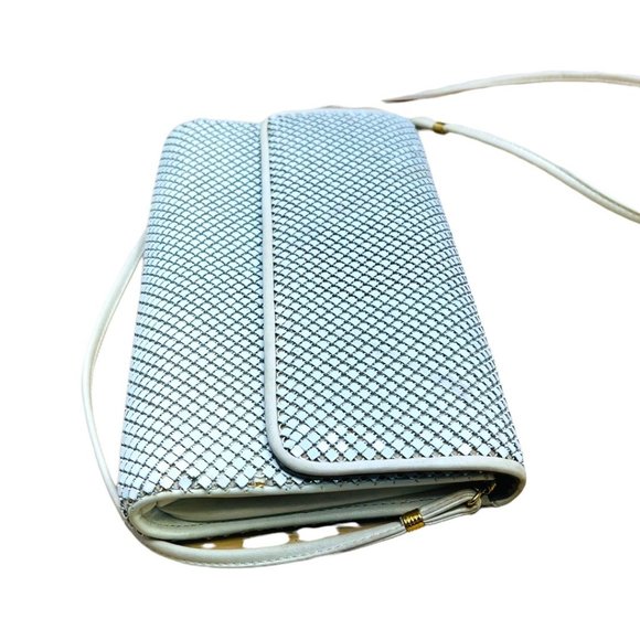 Vintage Whiting and Davis Ivory Metal Chain Mesh Clutch Purse 10" W x 6" H - Picture 3 of 6